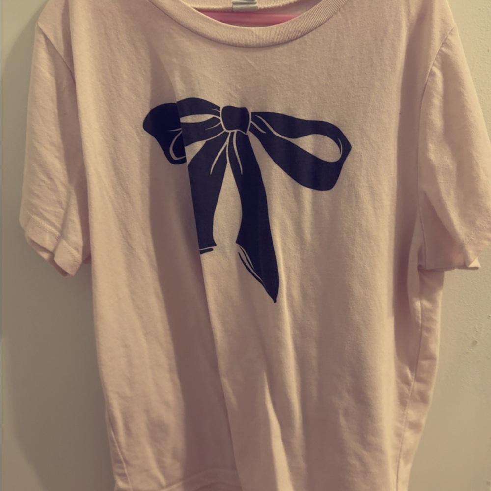 Shien Pink T-Shirt with Black Bow Design